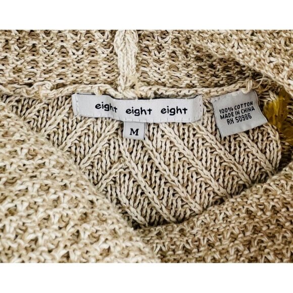 Eight Eight Eight Beige Textured Knit Sweater Women's size Medium Pullover Cowl - Picture 2 of 3